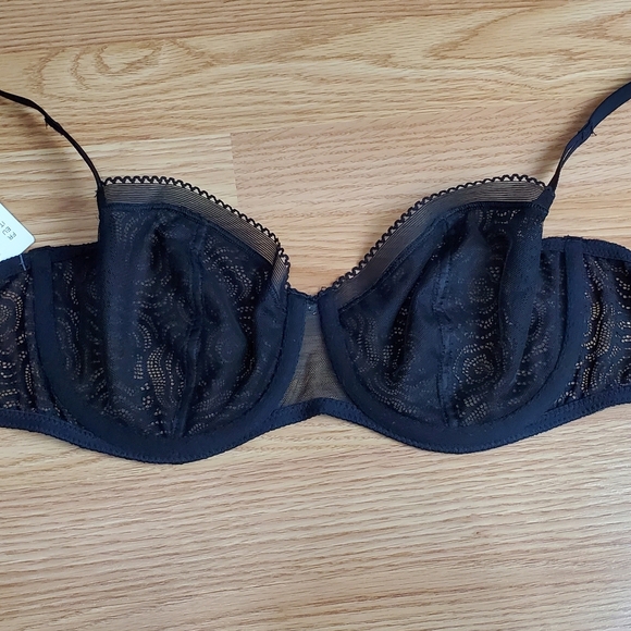 NWT Chantelle c Jolie floral lace demi underwire bra black romantic adjustable - Picture 9 of 12